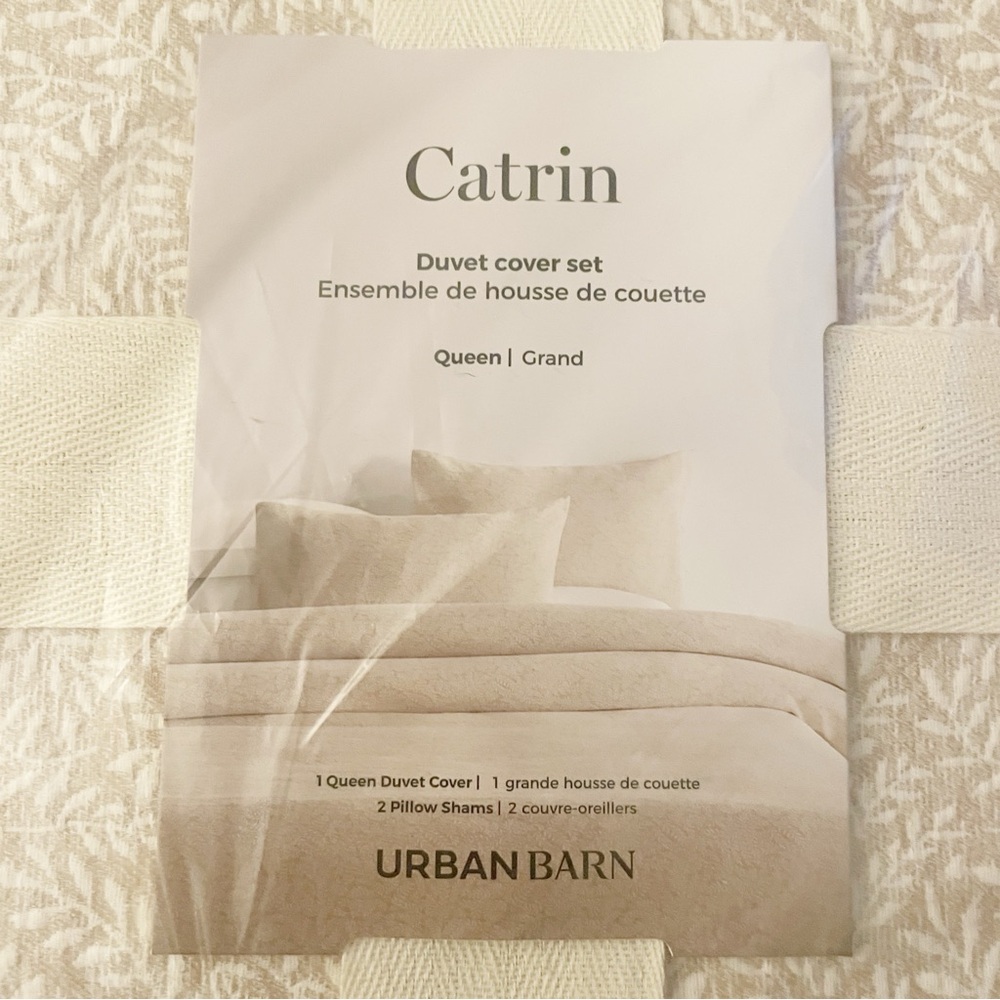 Urban Barn Catrin Cotton Duvet Set Queen Sized Tan Ivory - Picture 8 of 11